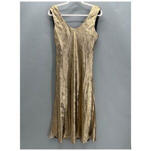 WHBM Bronze Metallic Satin Slip Dress Cross Drape Back Size 6 Cocktail Party NEW